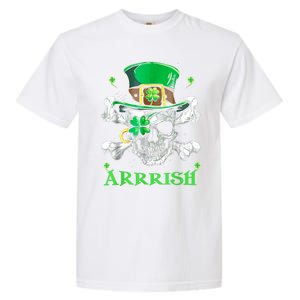 Arrrish Irish Shamrock Clover Skull St Patricks Day Garment-Dyed Heavyweight T-Shirt