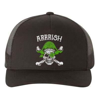 Arrrish Irish Shamrock Clover Skull St Patricks Day Yupoong Adult 5-Panel Trucker Hat