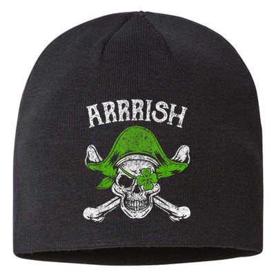 Arrrish Irish Shamrock Clover Skull St Patricks Day Sustainable Beanie