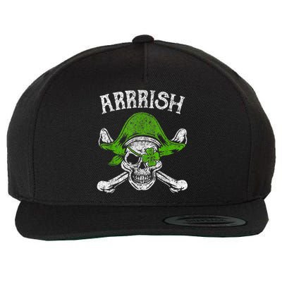 Arrrish Irish Shamrock Clover Skull St Patricks Day Wool Snapback Cap