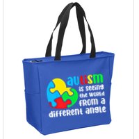 Autism Is Seeing The World From A Different Angle Autism Gift Zip Tote Bag