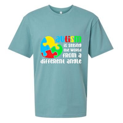 Autism Is Seeing The World From A Different Angle Autism Gift Sueded Cloud Jersey T-Shirt
