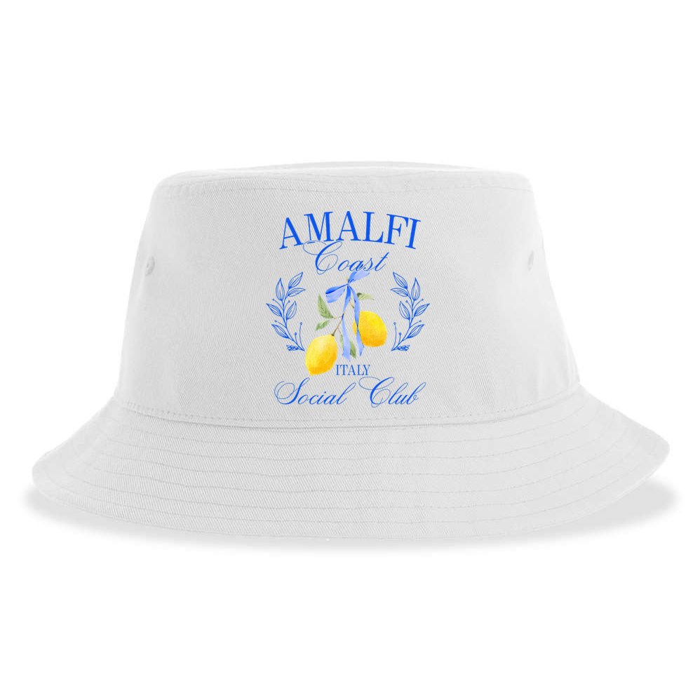 Amalficoast Iitaly Social Club Travel Trip Vacation Lemon Sustainable Bucket Hat