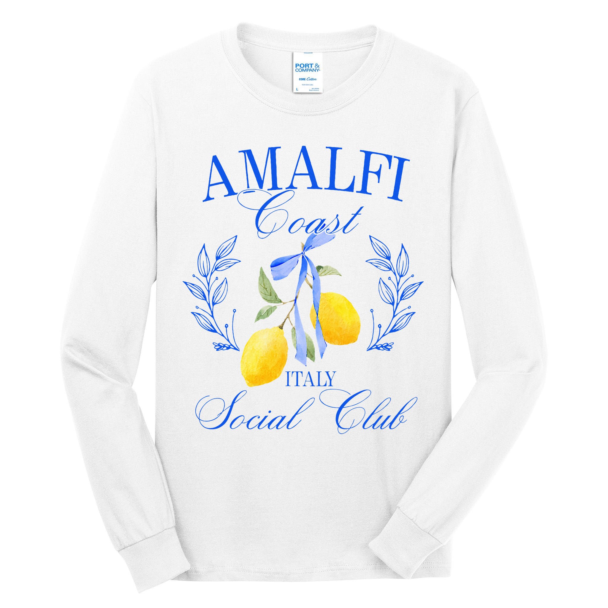 Amalficoast Iitaly Social Club Travel Trip Vacation Lemon Tall Long Sleeve T-Shirt