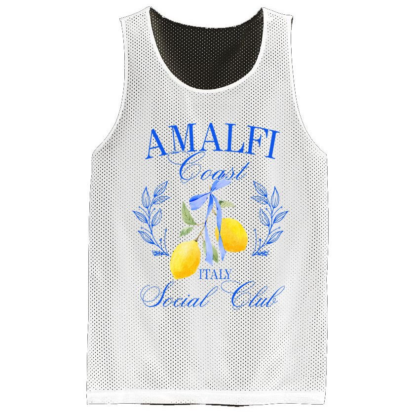 Amalficoast Iitaly Social Club Travel Trip Vacation Lemon Mesh Reversible Basketball Jersey Tank