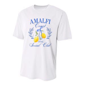 Amalficoast Iitaly Social Club Travel Trip Vacation Lemon Youth Performance Sprint T-Shirt