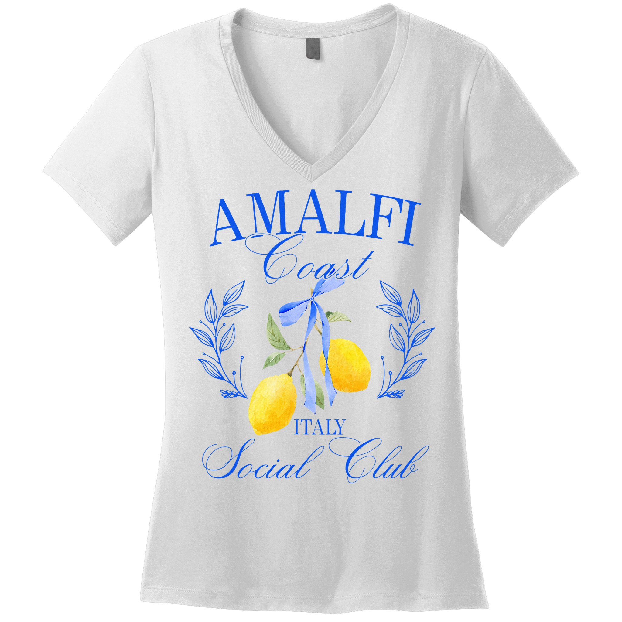 Amalficoast Iitaly Social Club Travel Trip Vacation Lemon Women's V-Neck T-Shirt