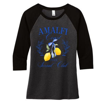 Amalficoast Iitaly Social Club Travel Trip Vacation Lemon Women's Tri-Blend 3/4-Sleeve Raglan Shirt