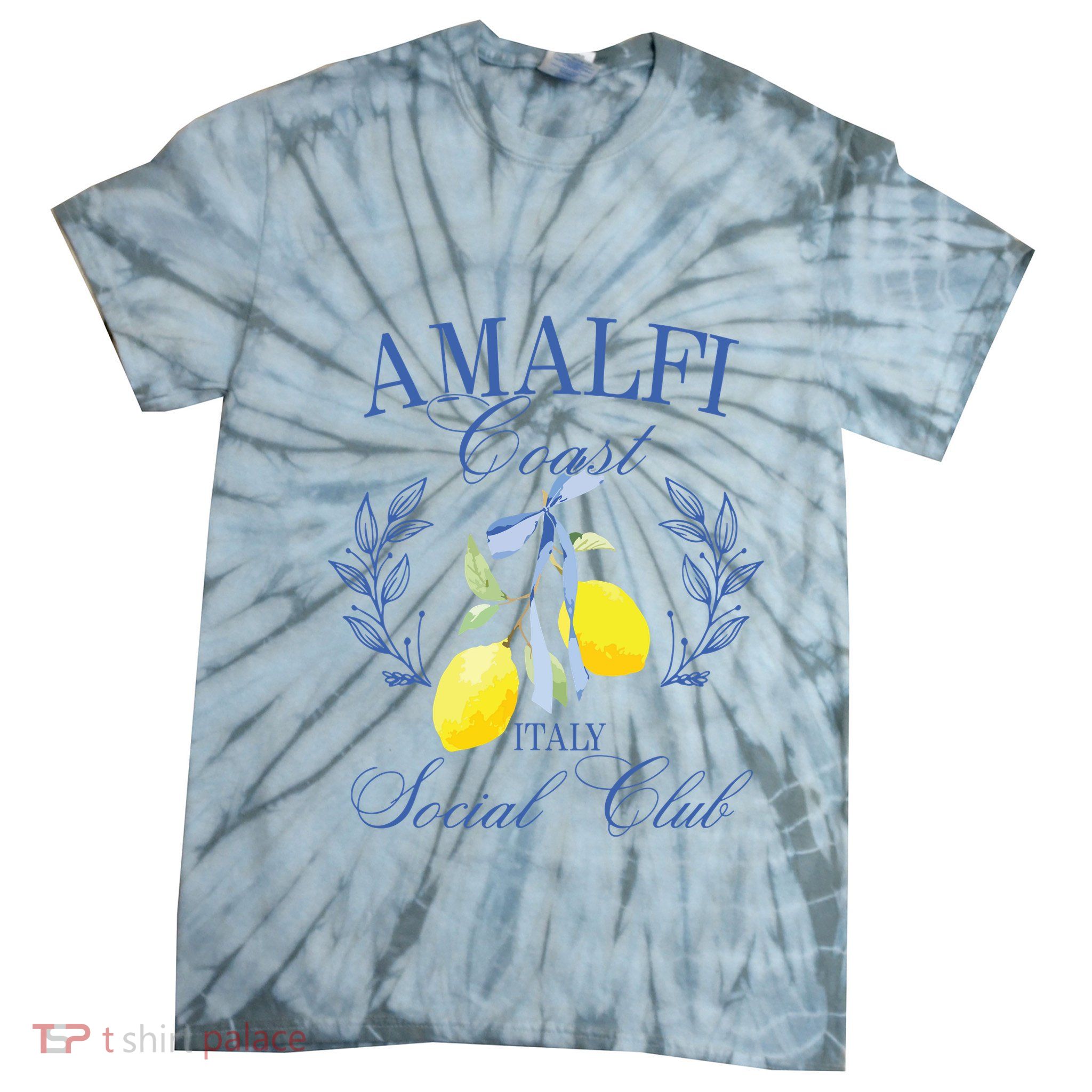 Amalficoast Iitaly Social Club Travel Trip Vacation Lemon Tie-Dye T-Shirt