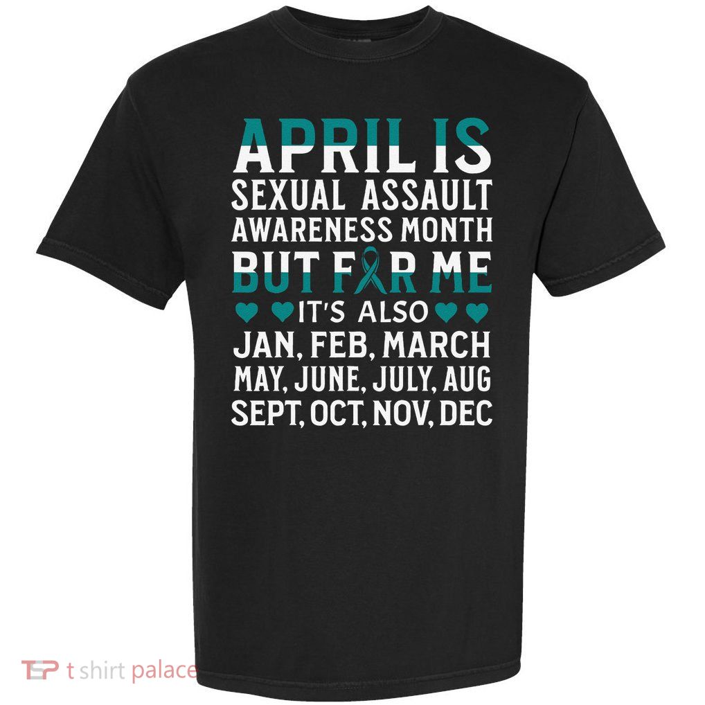 April is Sexual Assault Awareness Month Gifts Teal Ribbon Garment-Dyed Heavyweight T-Shirt