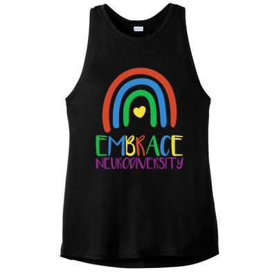 Autism Infinity Symbol Embrace Neurodiversity Gift Ladies PosiCharge Tri-Blend Wicking Tank