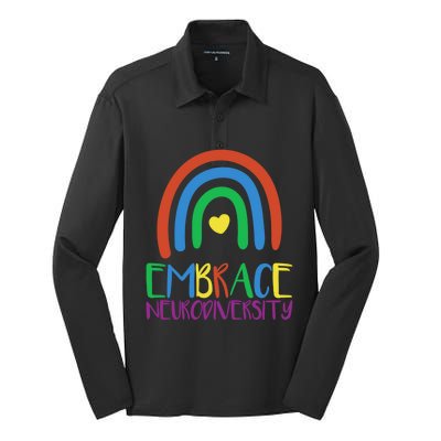 Autism Infinity Symbol Embrace Neurodiversity Gift Silk Touch Performance Long Sleeve Polo