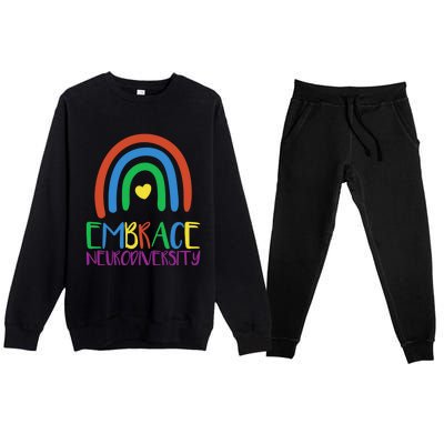 Autism Infinity Symbol Embrace Neurodiversity Gift Premium Crewneck Sweatsuit Set