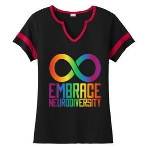 Autism Infinity Symbol Embrace Neurodiversity Cool Gift Ladies Halftime Notch Neck Tee