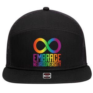 Autism Infinity Symbol Embrace Neurodiversity Cool Gift 7 Panel Mesh Trucker Snapback Hat