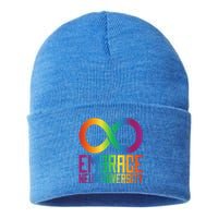 Autism Infinity Symbol Embrace Neurodiversity Cool Gift Sustainable Knit Beanie