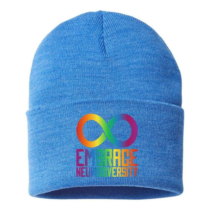 Autism Infinity Symbol Embrace Neurodiversity Cool Gift Sustainable Knit Beanie