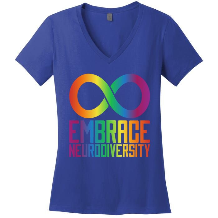 Autism Infinity Symbol Embrace Neurodiversity Cool Gift Women's V-Neck T-Shirt