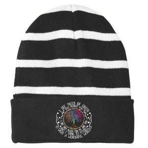 And I Think To Myself What A Wonderful World Quotes Music Striped Beanie with Solid Band