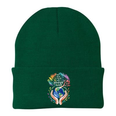 And I Think To Myself What A Wonderful World Earth Day Long Sleeve Knit Cap Winter Beanie