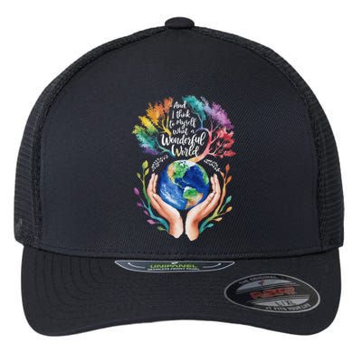 And I Think To Myself What A Wonderful World Earth Day Long Sleeve Flexfit Unipanel Trucker Cap