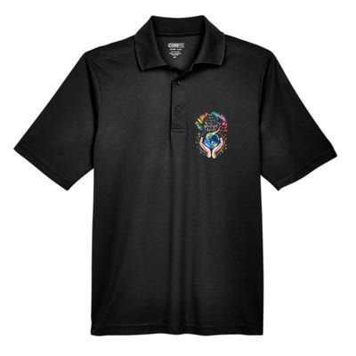 And I Think To Myself What A Wonderful World Earth Day Long Sleeve Men's Origin Performance Piqué Polo