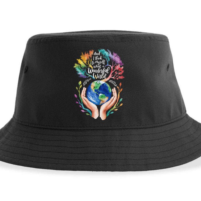 And I Think To Myself What A Wonderful World Earth Day Long Sleeve Sustainable Bucket Hat