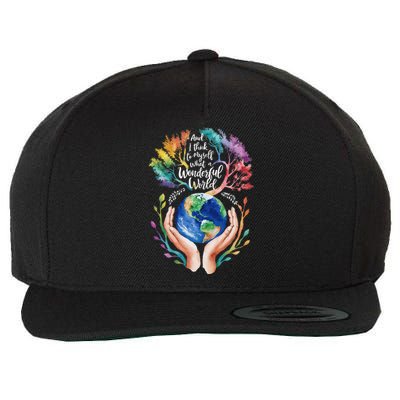 And I Think To Myself What A Wonderful World Earth Day Long Sleeve Wool Snapback Cap