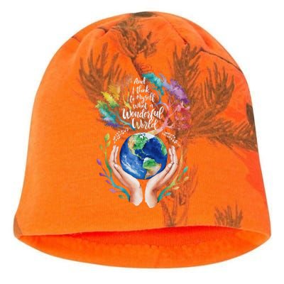 And I Think To Myself What A Wonderful World Earth Day Long Sleeve Kati - Camo Knit Beanie