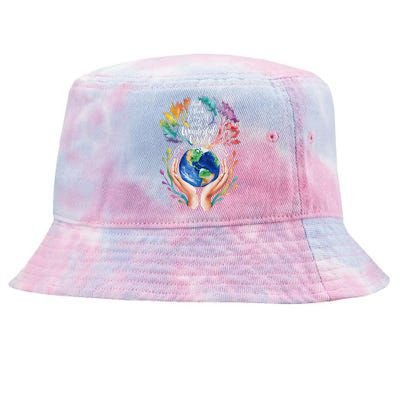 And I Think To Myself What A Wonderful World Earth Day Long Sleeve Tie-Dyed Bucket Hat