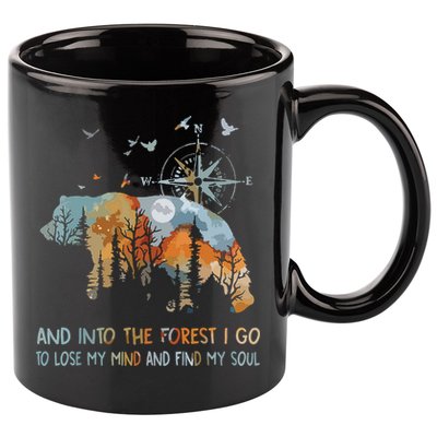 And Into The Forest I Go To Lose My Mind Camping Bear 11oz C Handle Ceramic Mug