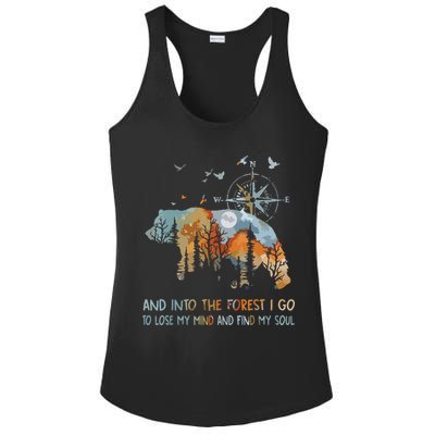 And Into The Forest I Go To Lose My Mind Camping Bear Ladies PosiCharge Competitor Racerback Tank