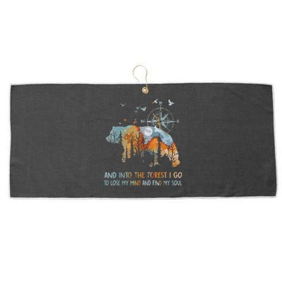 And Into The Forest I Go To Lose My Mind Camping Bear Large Microfiber Waffle Golf Towel