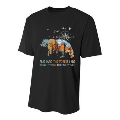 And Into The Forest I Go To Lose My Mind Camping Bear Youth Performance Sprint T-Shirt