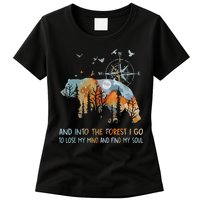 And Into The Forest I Go To Lose My Mind Camping Bear Womens T-Shirt