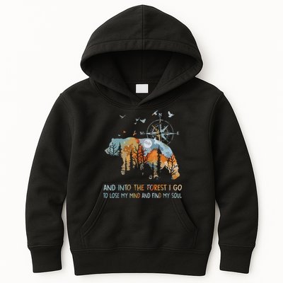 And Into The Forest I Go To Lose My Mind Camping Bear Kids Hoodie