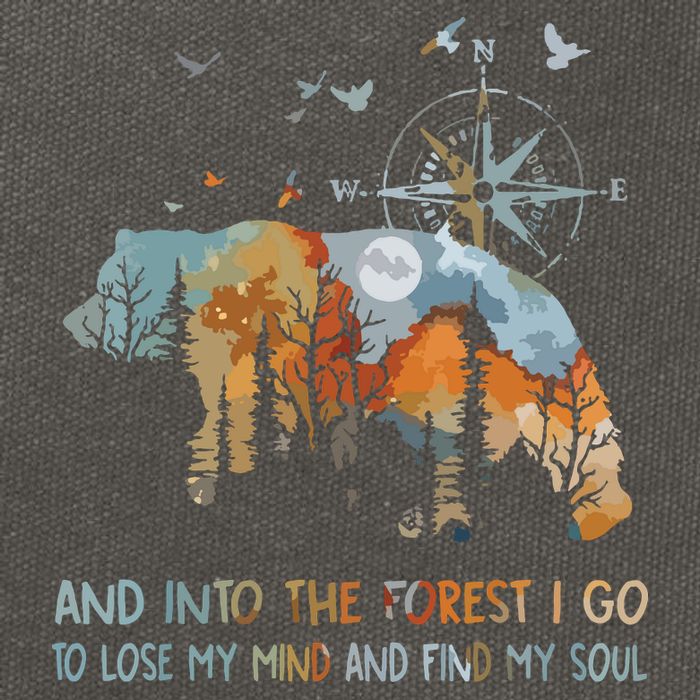 And Into The Forest I Go To Lose My Mind Camping Bear Cotton Canvas Backpack