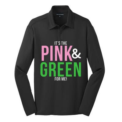 A Its The Pink And Green For Me Sorority Silk Touch Performance Long Sleeve Polo