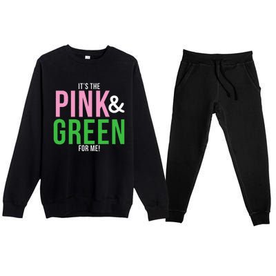 A Its The Pink And Green For Me Sorority Premium Crewneck Sweatsuit Set