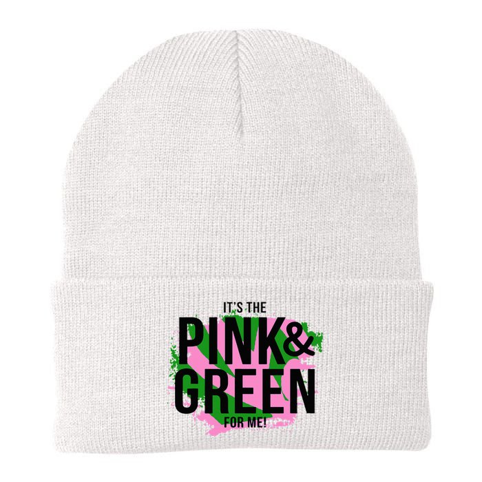 A ItS The Pink And Green For Me Sorority Knit Cap Winter Beanie