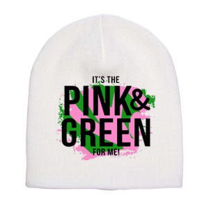 A ItS The Pink And Green For Me Sorority Short Acrylic Beanie