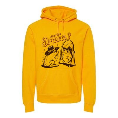 Am I The Drama Retro Mental Health Cowboy Frog Premium Hoodie