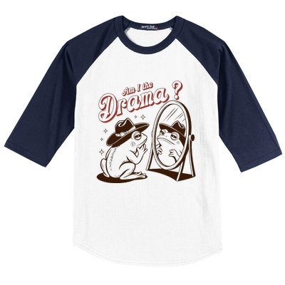 Am I The Drama Retro Mental Health Cowboy Frog Baseball Sleeve Shirt