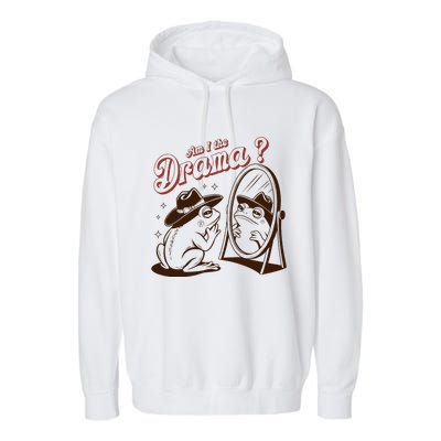 Am I The Drama Retro Mental Health Cowboy Frog Garment-Dyed Fleece Hoodie