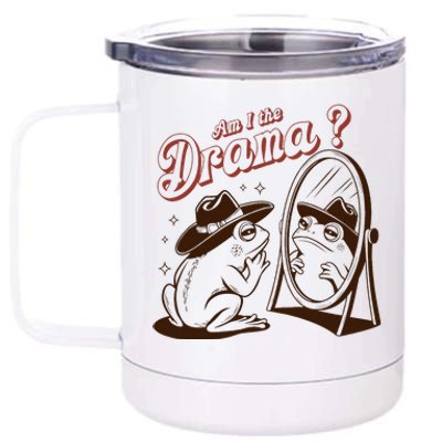 Am I The Drama Retro Mental Health Cowboy Frog 12 oz Stainless Steel Tumbler Cup