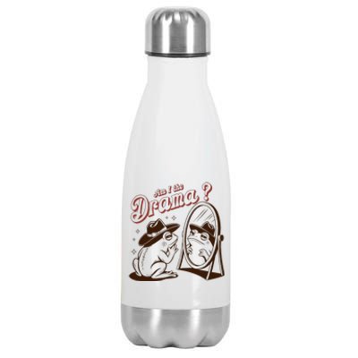 Am I The Drama Retro Mental Health Cowboy Frog Stainless Steel Insulated Water Bottle