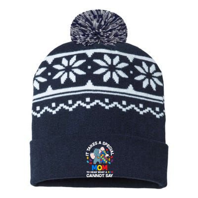 Autism It Takes A Special Mom Autistic Son Proud Autism Mom USA-Made Snowflake Beanie