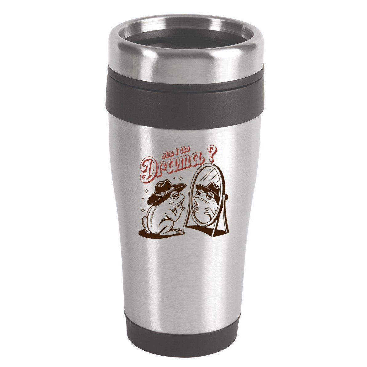 Am I The Drama Funny Vintage Retro Mental Health Cowboy Frog 16oz Travel Tumbler