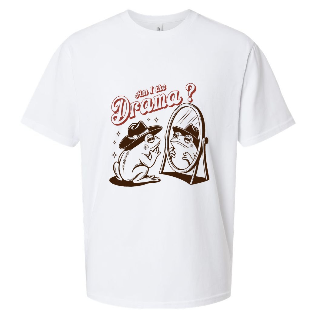 Am I The Drama Funny Vintage Retro Mental Health Cowboy Frog Sueded Cloud Jersey T-Shirt