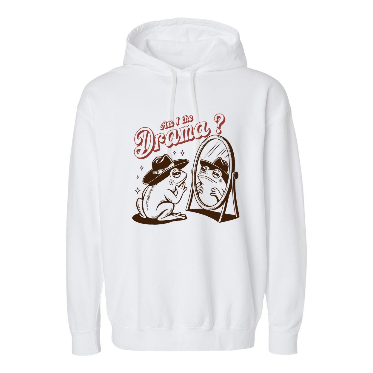Am I The Drama Funny Vintage Retro Mental Health Cowboy Frog Garment-Dyed Fleece Hoodie